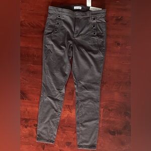 LOFT Dark Gray Button-Accent Leggings